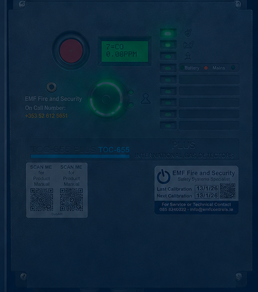 EMF Fire and Security gas detection panel installed on site